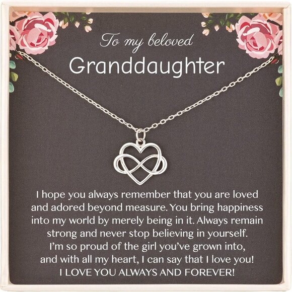 Sterling Silver Granddaughter Necklace Infinity Heart Gift for Women Birthday - Picture 1 of 6